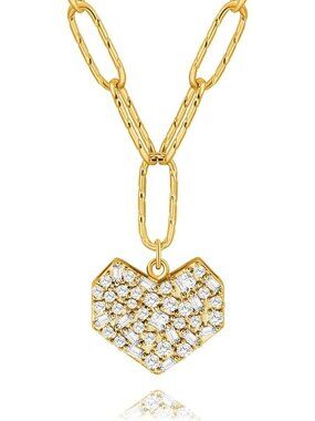 Women's Zircon Heart 18 K Irregular Plate Dainty Compass Chain Necklaces